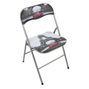 Sedia Pieghevole Salvaspazio in Acciaio,PVC cm 44x45x79 – SLIM