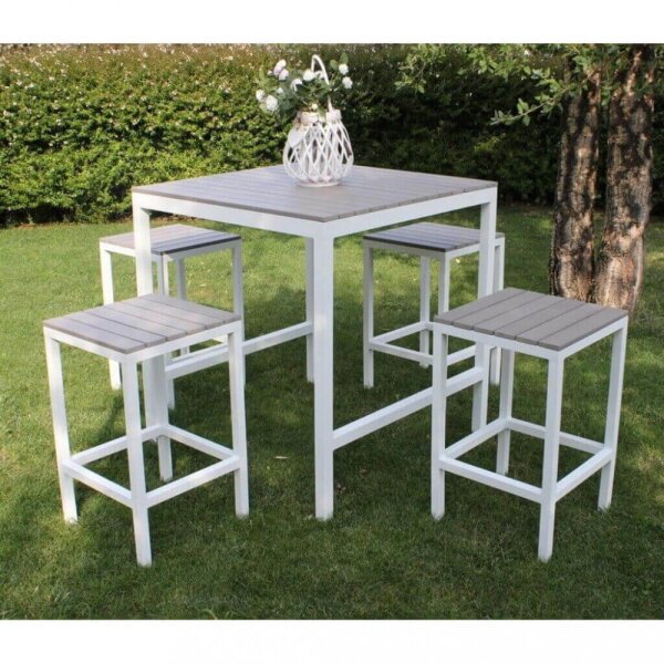 Set Tavolo Bar da Esterno con 4 Sgabelli cm 83,5×83,5 – CORY