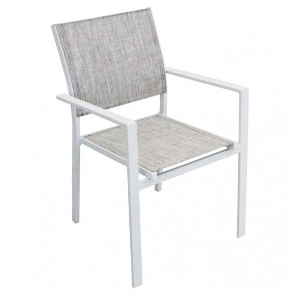 Poltrona da Giardino Impilabile in Alluminio,Textilene cm 55x58x85 – WOODY