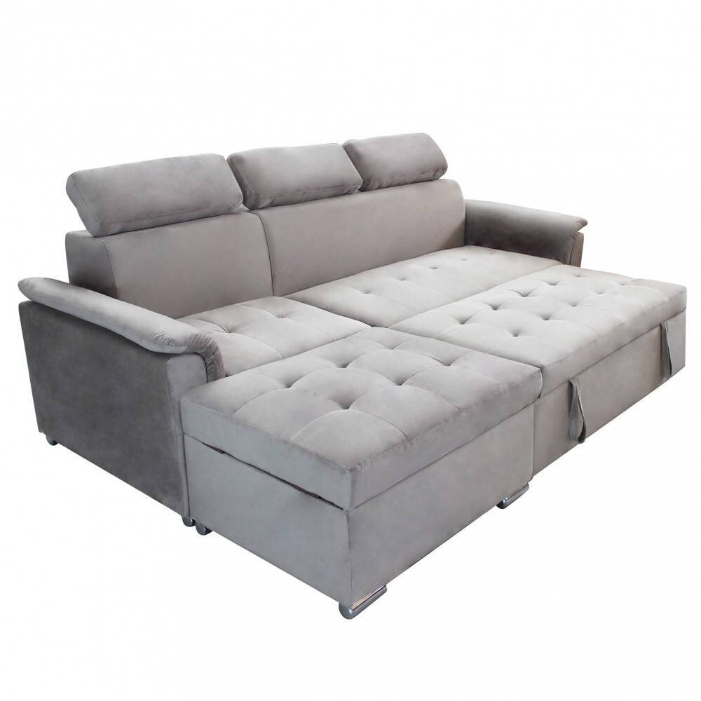 Divano Letto con penisola in Tessuto cm 234x148x84 – ALF