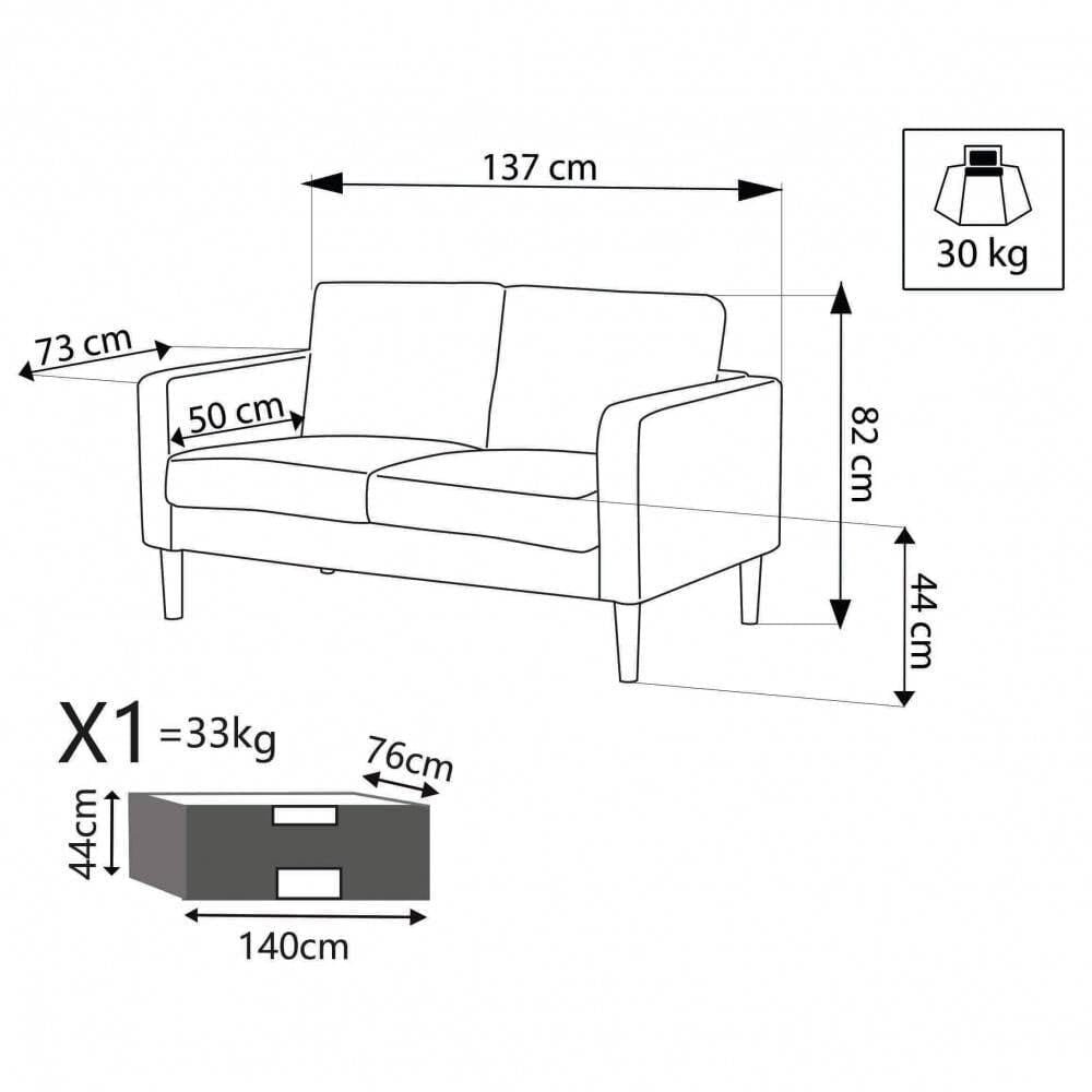 Divano 2 posti Scandinavo in Tessuto cm 124x73x82 – MANU