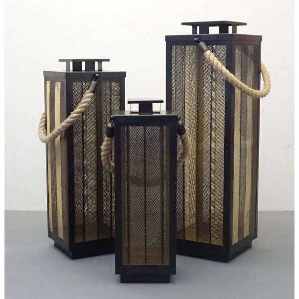 Set di 3 lanterne in Acciaio cm 20x20x69 – JOE