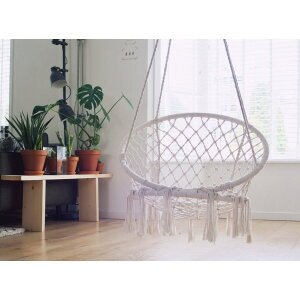Sedia Sospesa Rotonda con cuscino in Metallo cm 80x80x120 – LORENNE