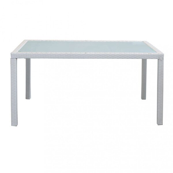 Tavolo intreccio e piano in vetro 150×90 – AXEL