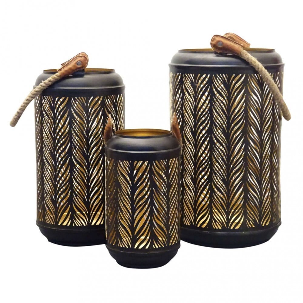 Set di 3 lanterne in Acciaio cm 42x42x25 – WILLY