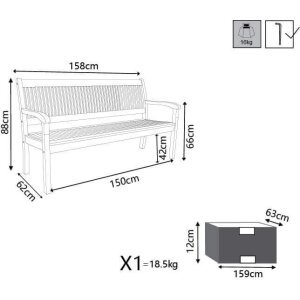 Panca da Giardino 3 posti in Legno,Acacia cm 158x88x62 – MARK