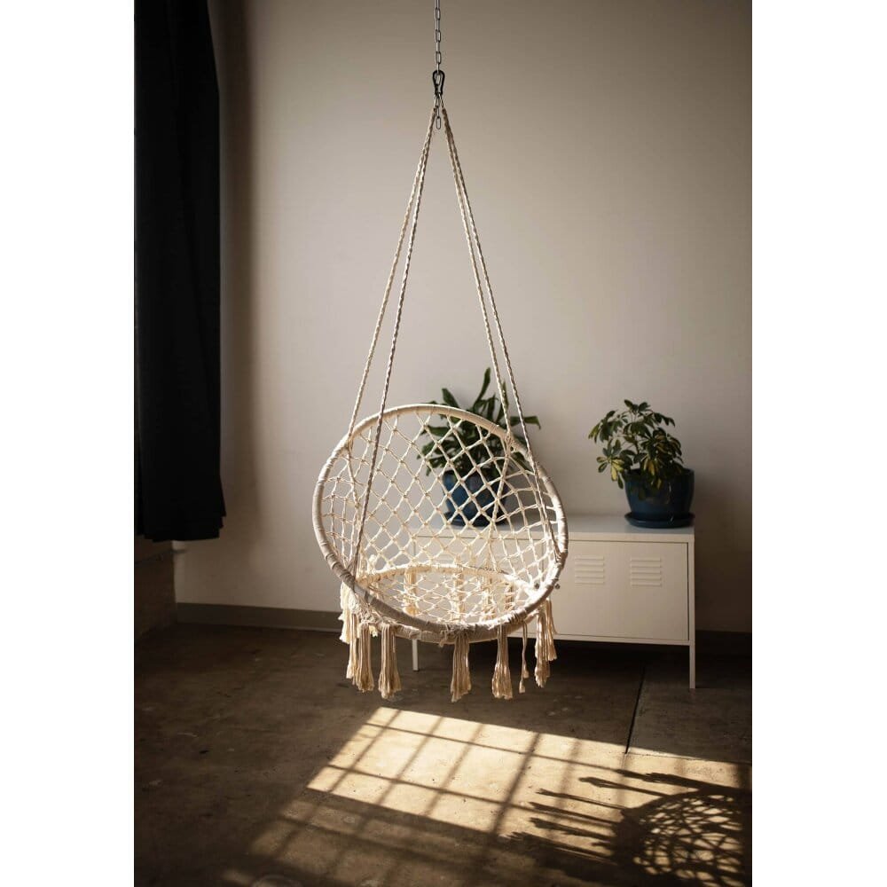 Sedia Sospesa Rotonda con cuscino in Metallo cm 80x80x120 – LORENNE