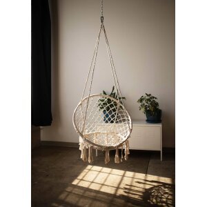 Sedia Sospesa Rotonda con cuscino in Metallo cm 80x80x120 – LORENNE