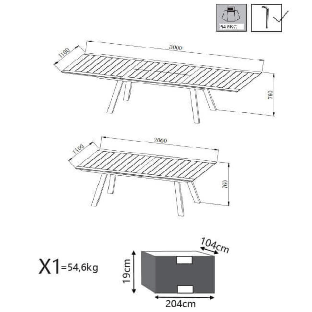 Tavolo da Giardino Allungabile 200-300×110 – WARD