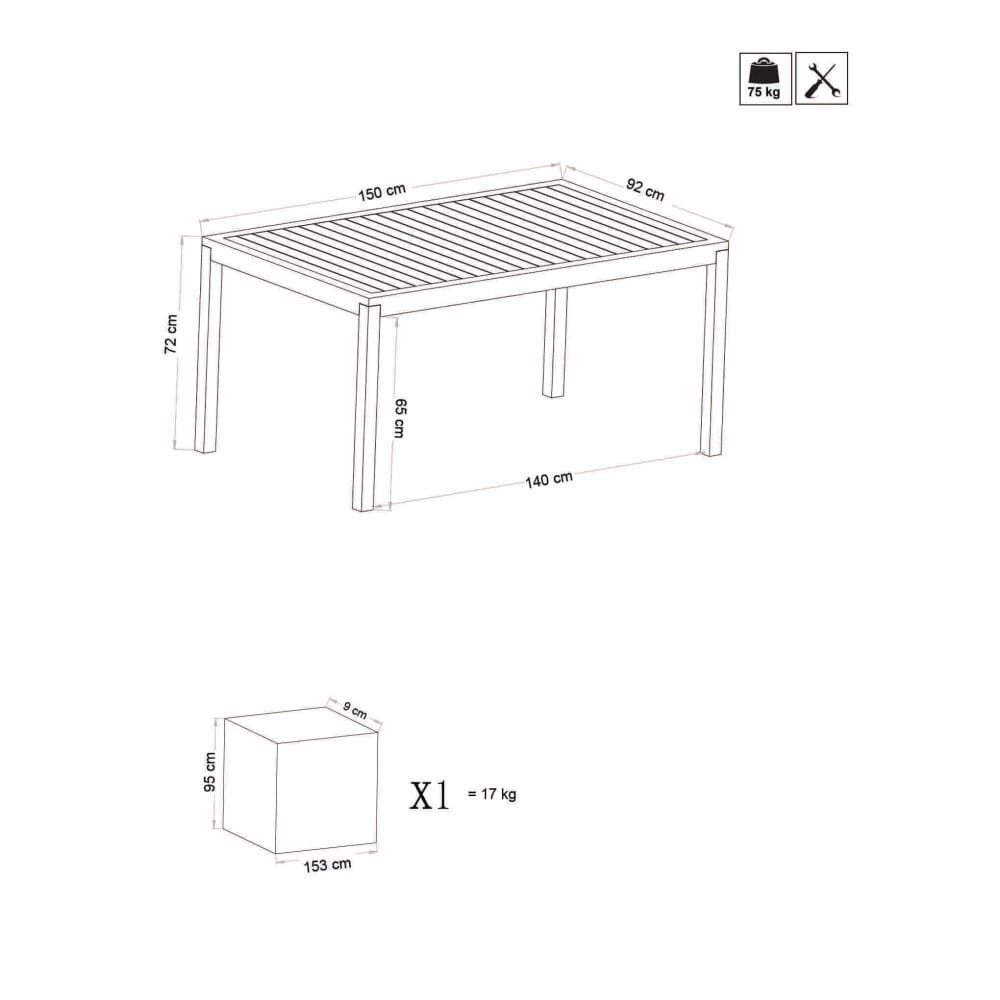 Tavolo da Giardino Rettangolare 150×90 – FEDE