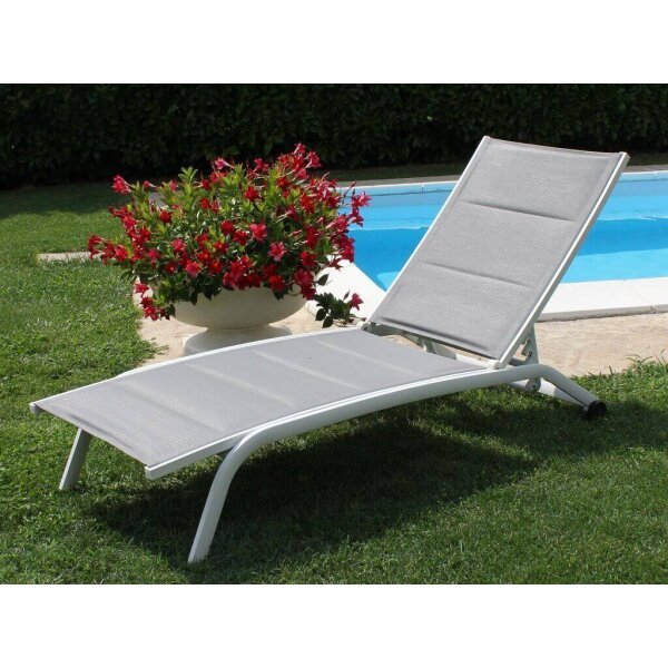 Lettino da Giardino Impilabile in Alluminio,Textilene cm 161x62x92,5 – TOM