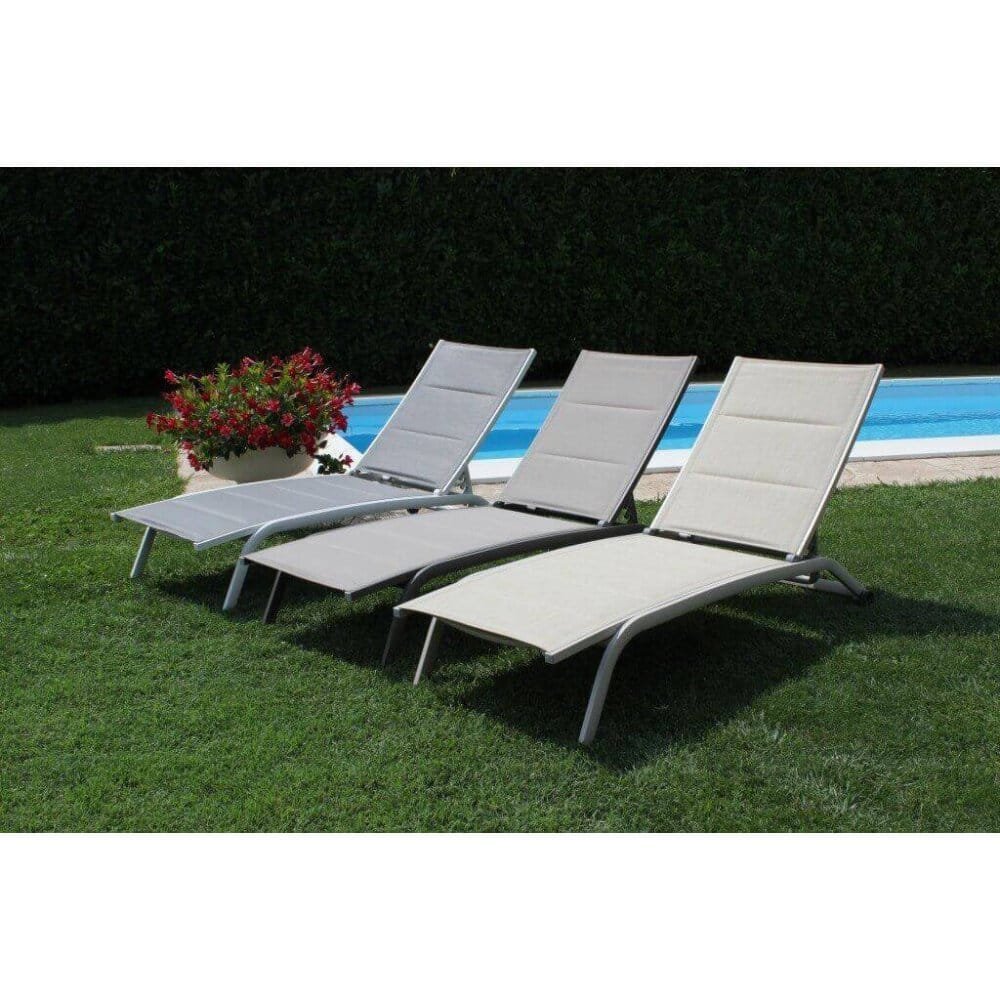 Lettino da Giardino Impilabile in Alluminio,Textilene cm 161x62x92,5 – TOM