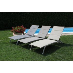 Lettino da Giardino Impilabile in Alluminio,Textilene cm 161x62x92,5 – TOM