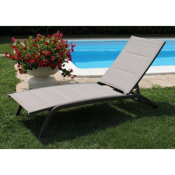 Lettino da Giardino Impilabile in Alluminio,Textilene cm 161x62x92,5 – TOM