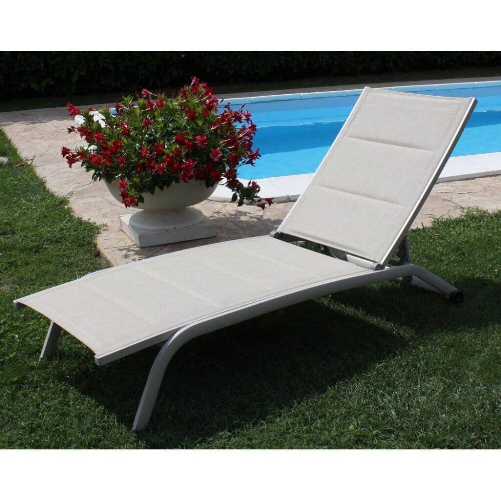 Lettino da Giardino Impilabile in Alluminio,Textilene cm 161x62x92,5 – TOM