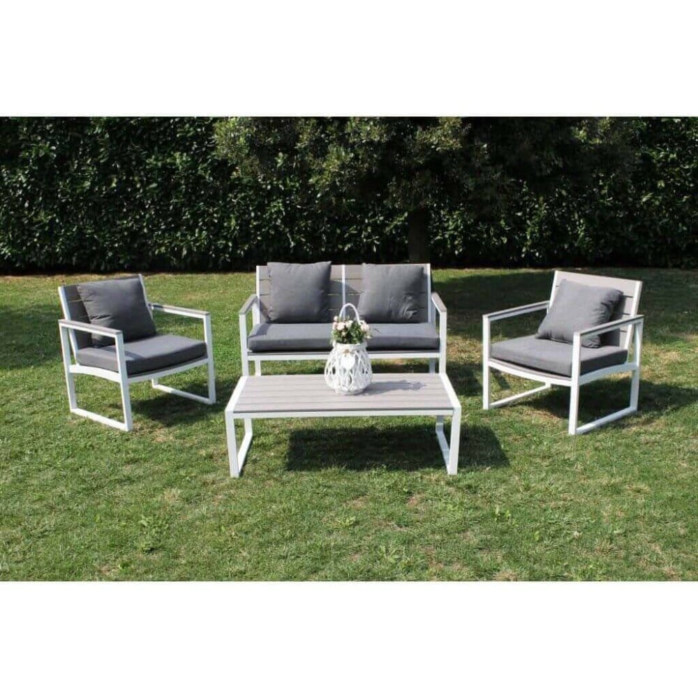 Salotto da Giardino 4 posti con cuscini in Alluminio,Polywood – ANTHONY