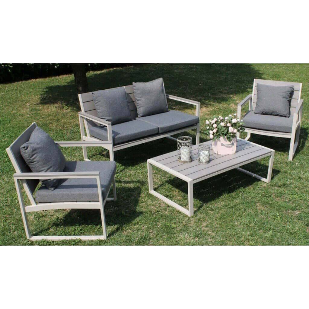 Salotto da Giardino 4 posti con cuscini in Alluminio,Polywood – ANTHONY