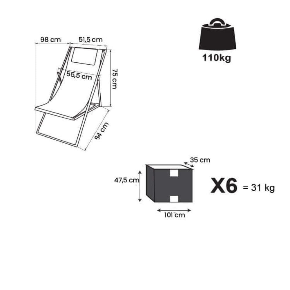 Sdraio Pieghevole in acciaio cm 98x55x75 – LEX