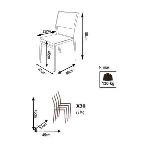 Sedia da Giardino Impilabile in Alluminio,Textilene cm 46x57x85 – LEX
