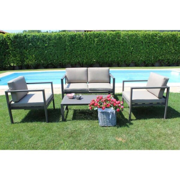 Salotto da Giardino con cuscini 4 posti in Alluminio – LEX