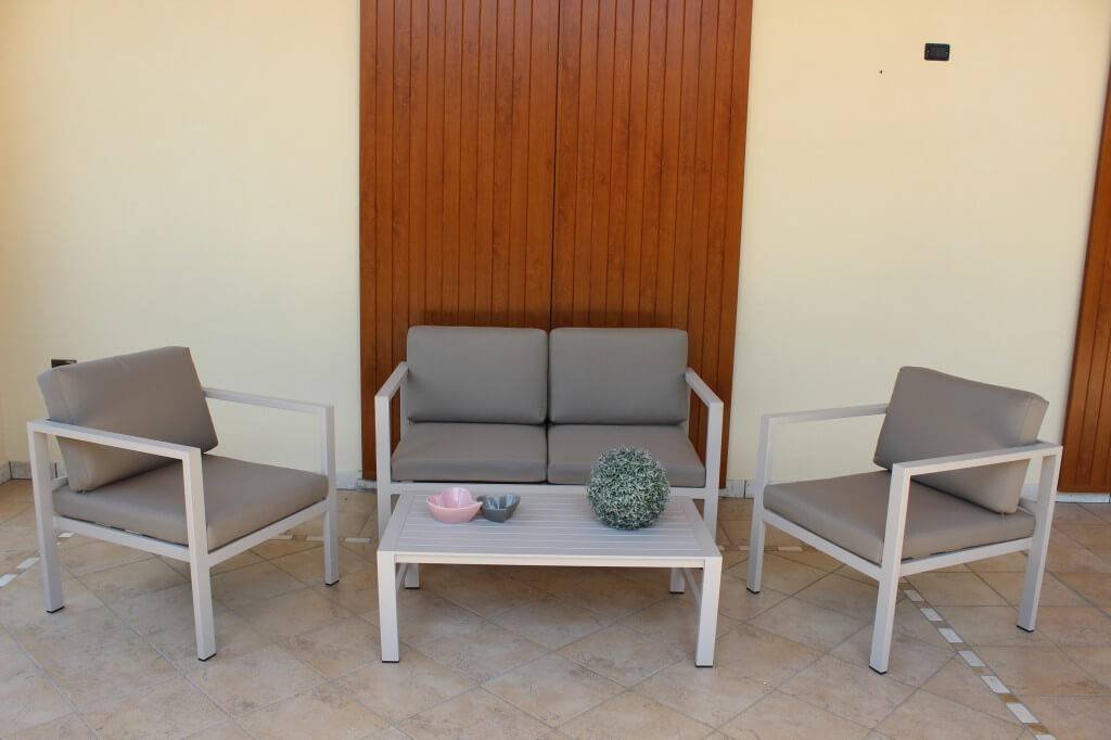 Salotto da Giardino con cuscini 4 posti in Alluminio – LEX