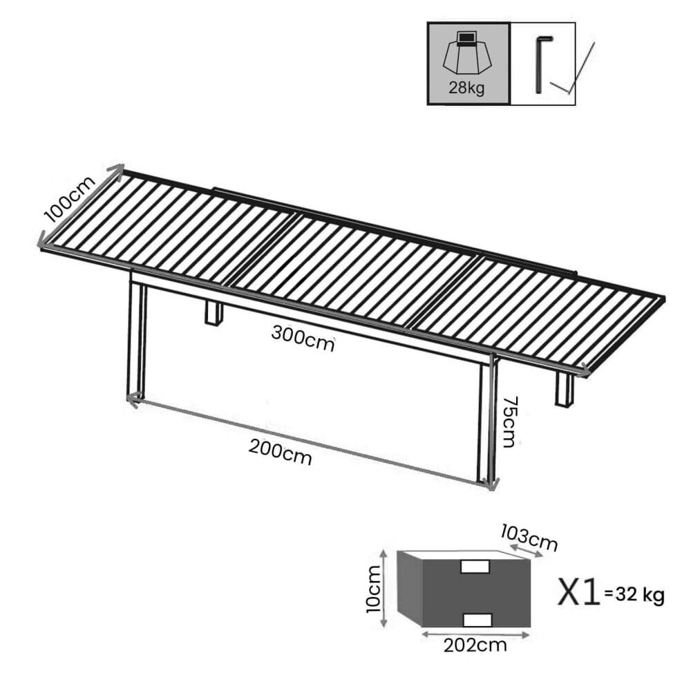 Tavolo da Giardino Allungabile 200-300×100 – DAVID