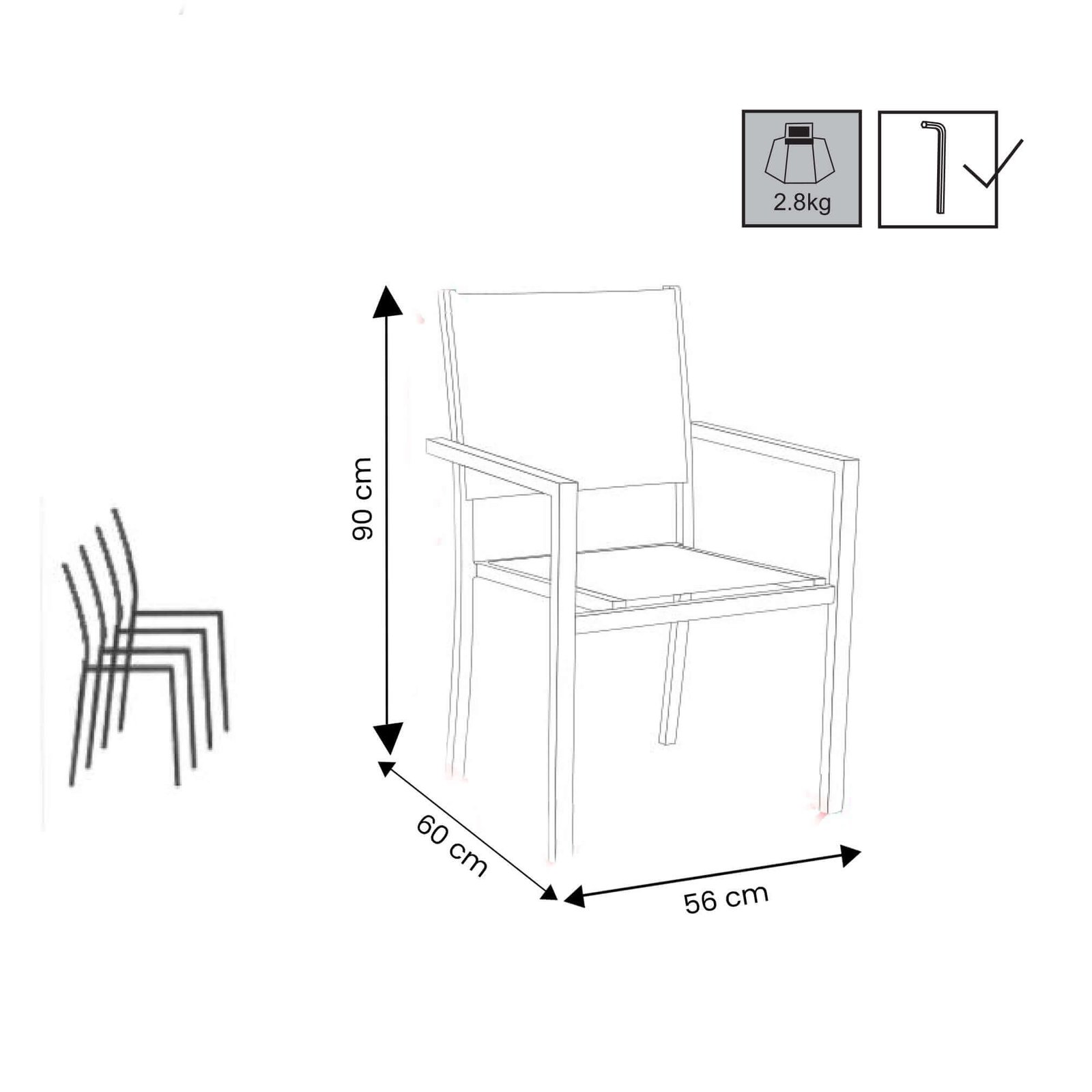 4127-ANTR_AT804127-TAUP_5.jpeg Poltrona da Giardino Impilabile in Alluminio,Textilene cm 55x58x85 – WOODY