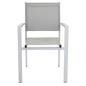 Poltrona da Giardino Impilabile in Alluminio,Textilene cm 55x58x85 – WOODY