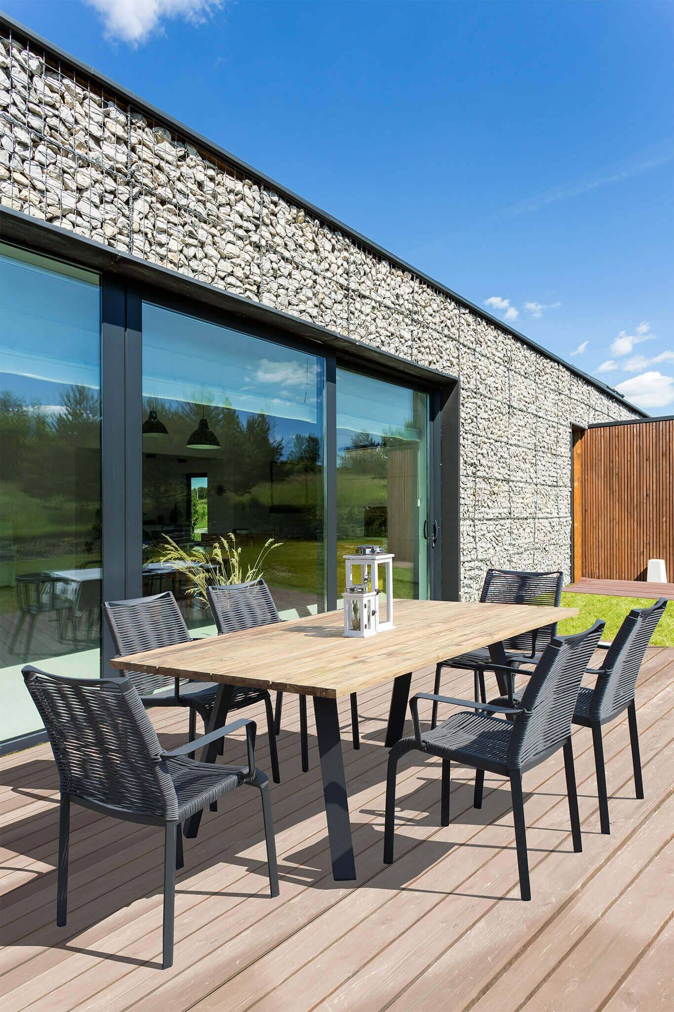 Poltrona da Giardino Impilabile in Alluminio,Corda cm 55x60x87 – WALTER