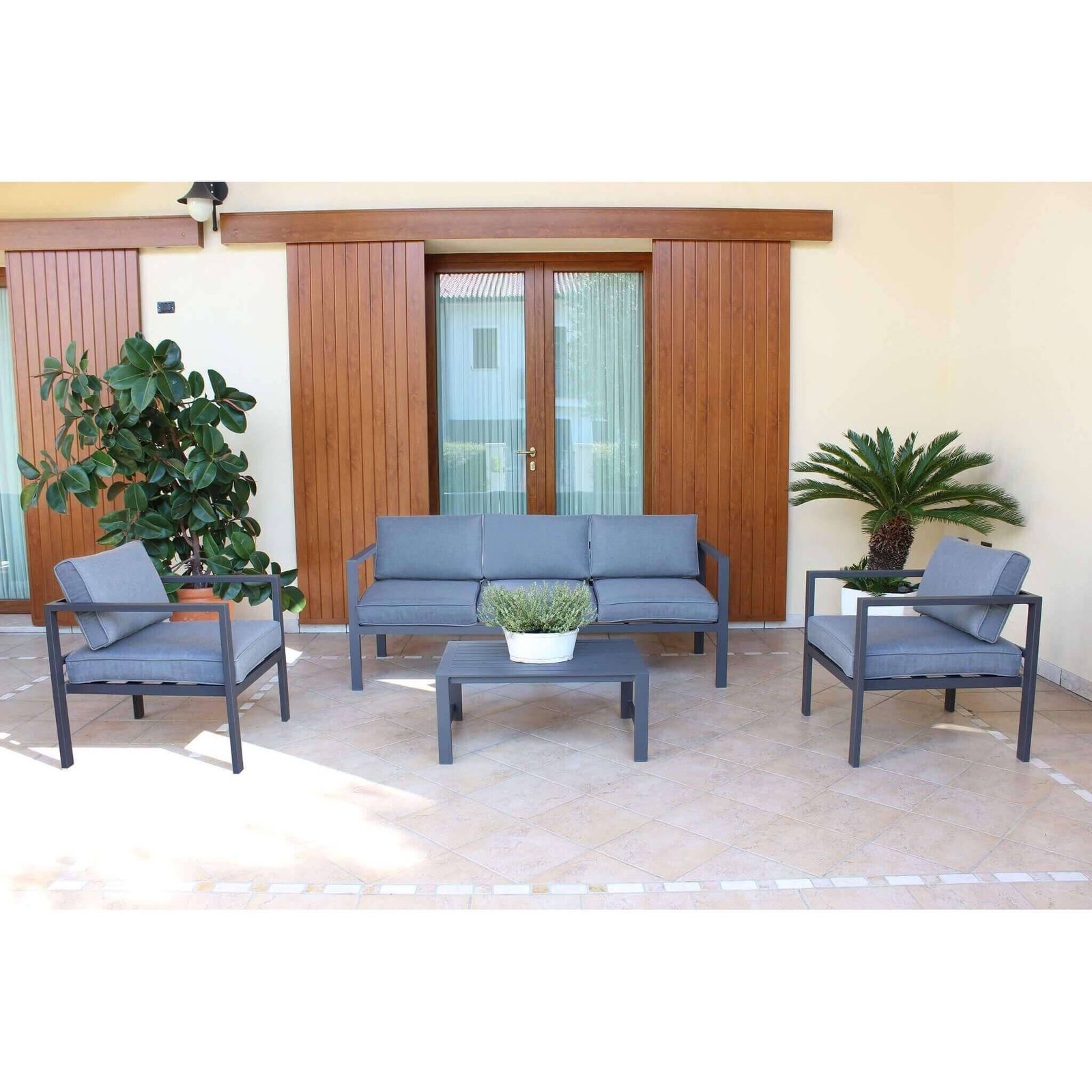 Salotto da Giardino 4 posti in Alluminio cm 184x70x64 – LEX