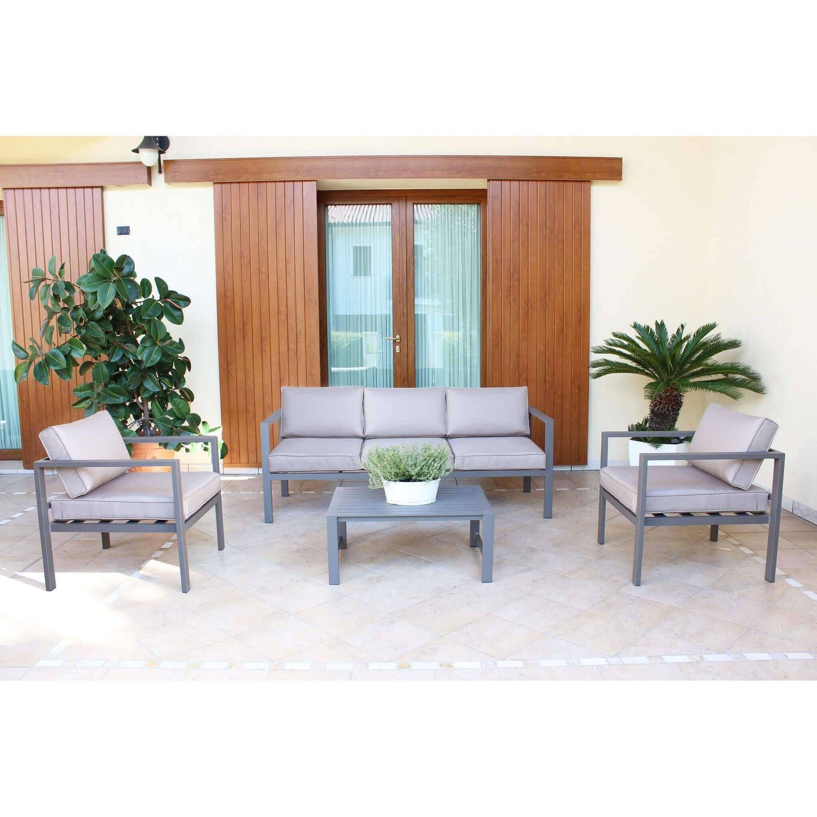 Salotto da Giardino 4 posti in Alluminio cm 184x70x64 – LEX
