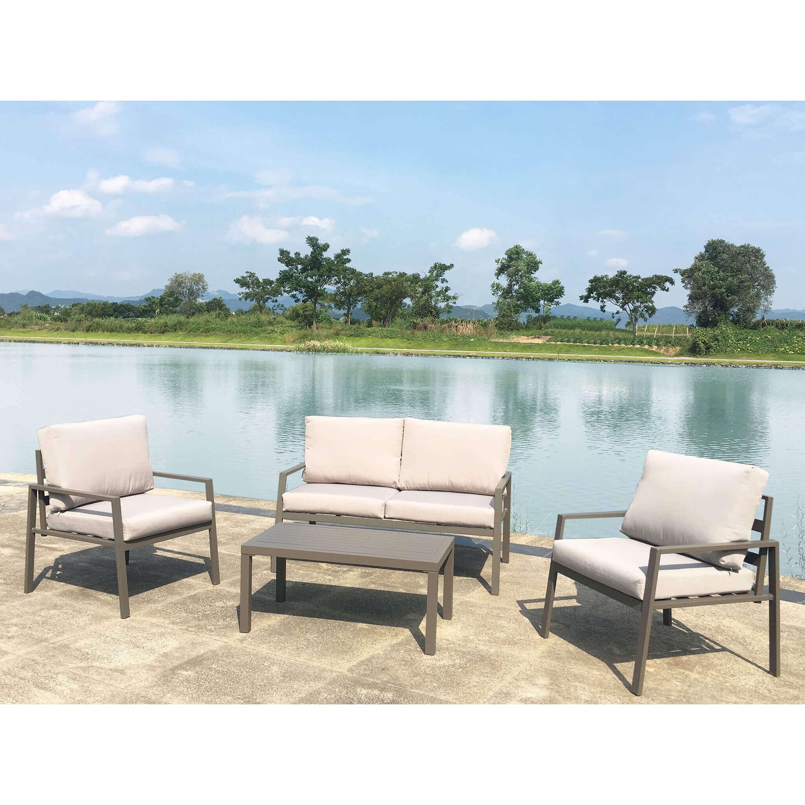 Salotto da Giardino con cuscini 4 posti in Alluminio,Poliestere – MANUEL