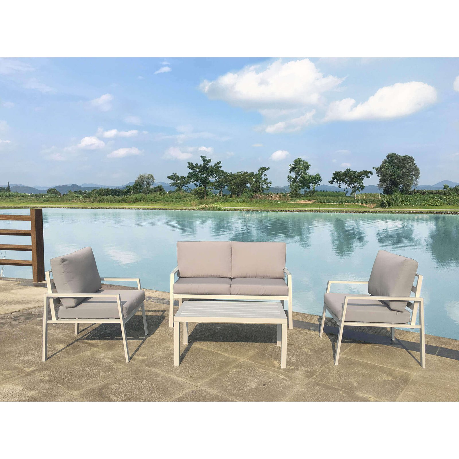 Salotto da Giardino con cuscini 4 posti in Alluminio,Poliestere – MANUEL