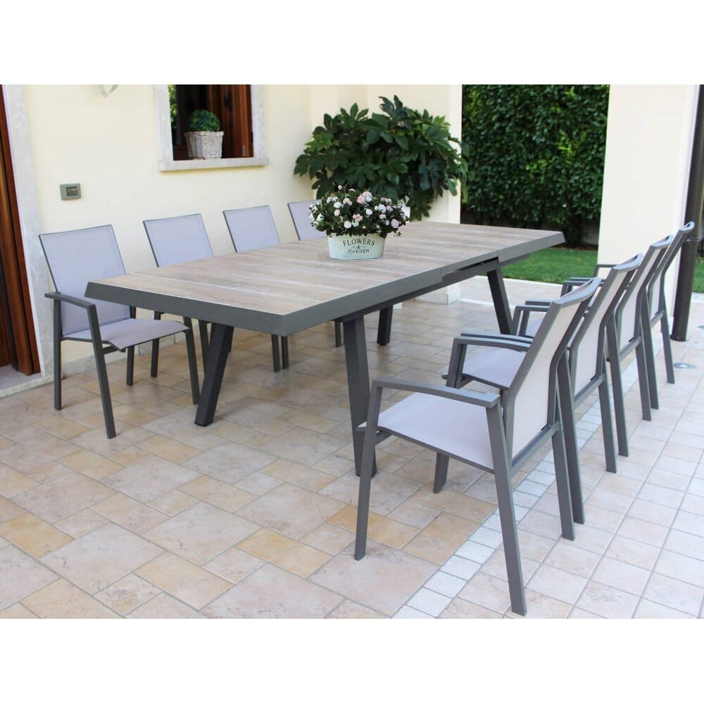 Tavolo da Giardino e piano in Gres 205-265×105 – BRET