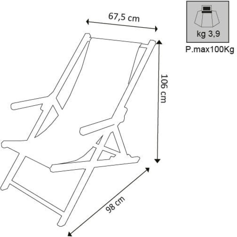 Sdraio mare prendisole Pieghevole in Alluminio,Textilene cm 98×67,5×106 – BURT