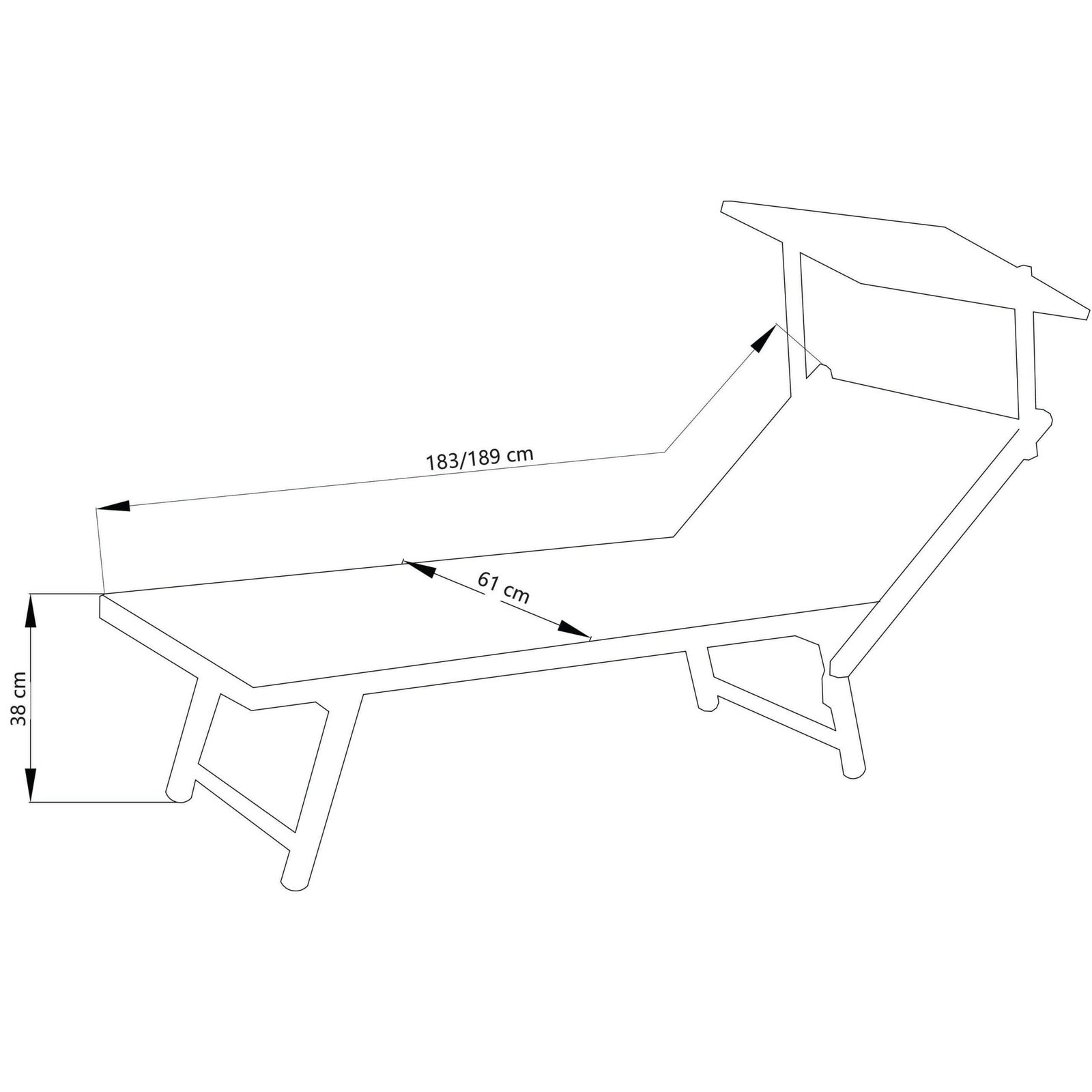Lettino prendisole da Giardino in Alluminio cm 183x61x38 – MILBURN