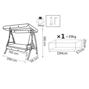 Dondolo da Giardino in Acciaio,Tessuto cm 201x123x179 – NOGA
