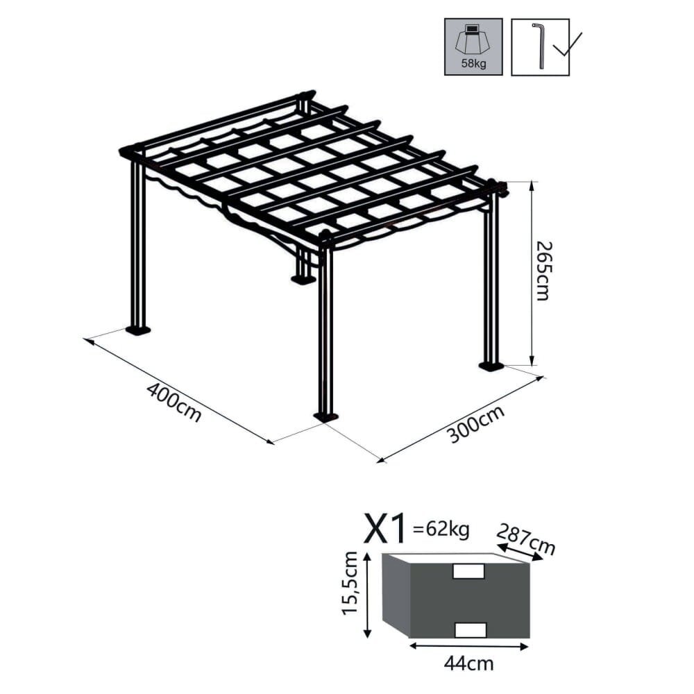 Gazebo da Giardino 3×4 in alluminio e metallo – DRAKE