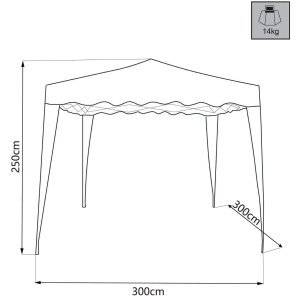 Gazebo Pieghevole con sacca protettiva 3×3 in acciaio,poliestere – CHESLEY
