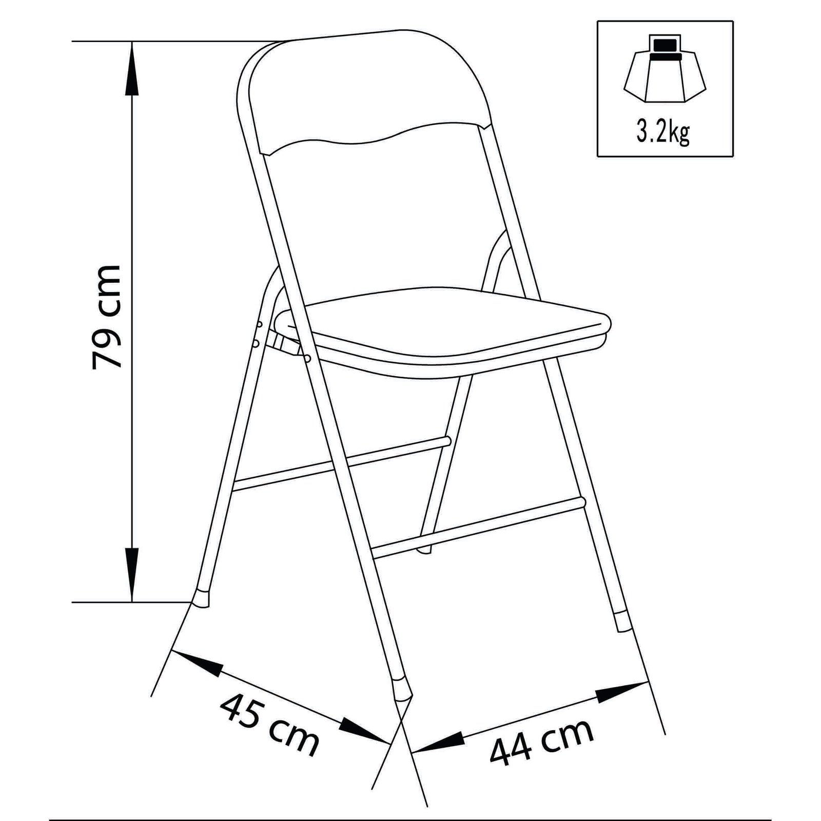 Sedia Pieghevole Salvaspazio in Acciaio,PVC cm 44x45x79 – SLIM