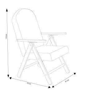 Poltrona Sdraio 4 posizioni con cuscino in Cotone,Legno cm 61x75x110 – BURT