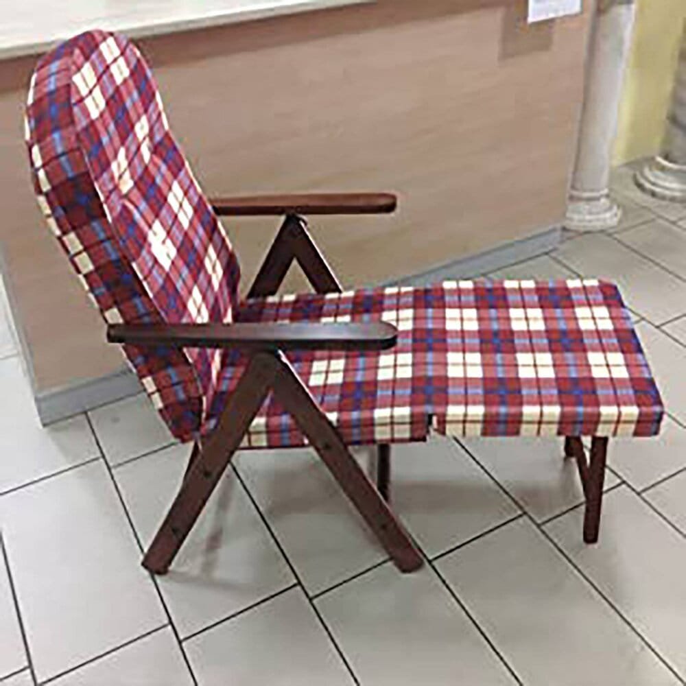 Poltrona Sdraio 4 posizioni con cuscino in Cotone,Legno cm 84x75x110 – PERCY