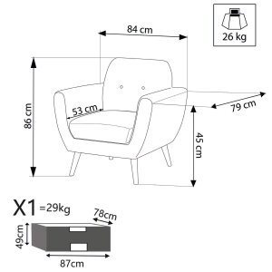 Poltrona Moderna in Tessuto cm 84x79x86 – SILENTE