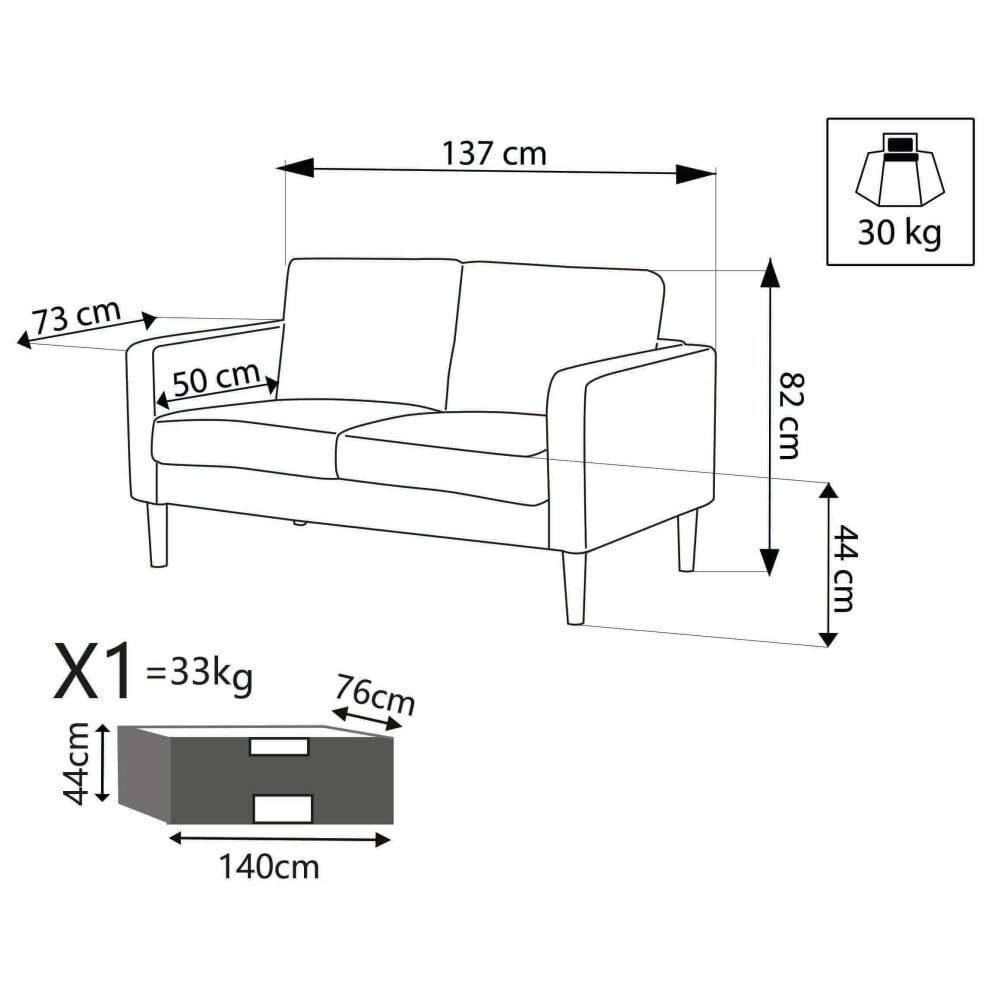 Divano 2 posti Scandinavo in Tessuto cm 124x73x82 – MANU