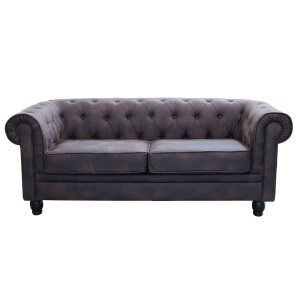Divano vintage in ecopelle 3 posti in Ecopelle cm 197x74x82 – CHESTERFIELD