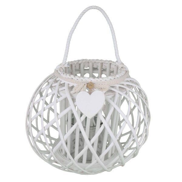 Lanterna in Vimini Rotonda in Vimini,Vetro cm 40x40x32 – MAYA