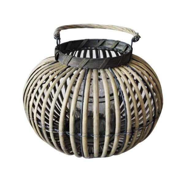 Lanterna in Vimini in Vimini,Vetro cm 14x14x19 – MADA