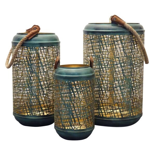 Set di 3 lanterne in Acciaio cm 42x42x25 – RAY