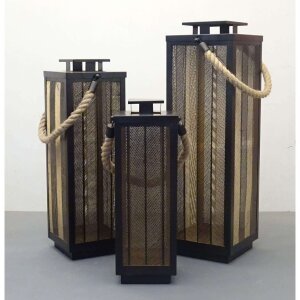 Set di 3 lanterne in Acciaio cm 20x20x69 – JOE