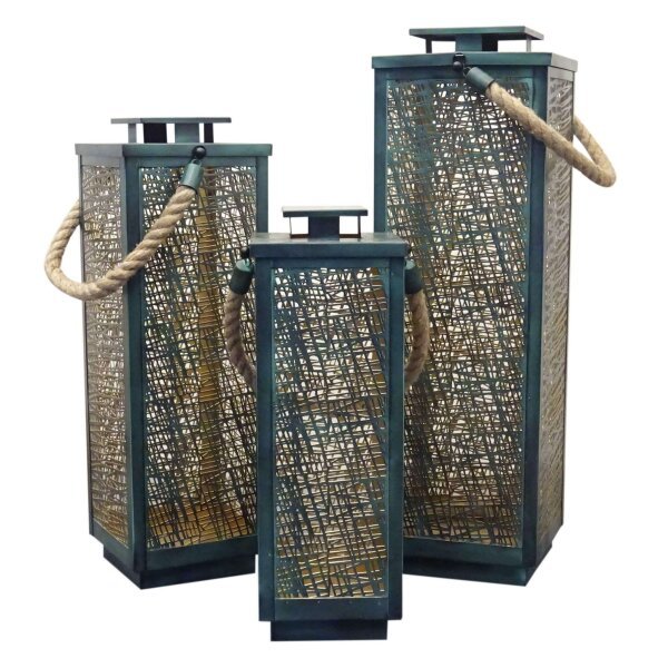Set di 3 lanterne in Acciaio cm 20x20x69 – LUDO